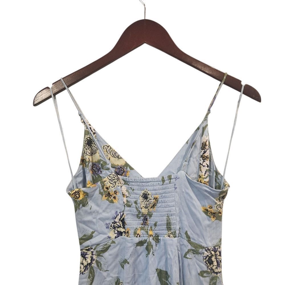 Free People Happy Heart Ruched Blue Floral Dress XS Blue Yellow - Picture 6 of 8